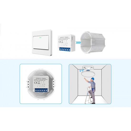 Avatto Έξυπνος Ενδιάμεσος Διακόπτης ZigBee ZWSM16-W1 TUYA (Λευκό)