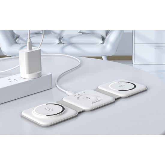 Choetech T588-F 3in1 Magnetic Wireless Charger 15W (white)