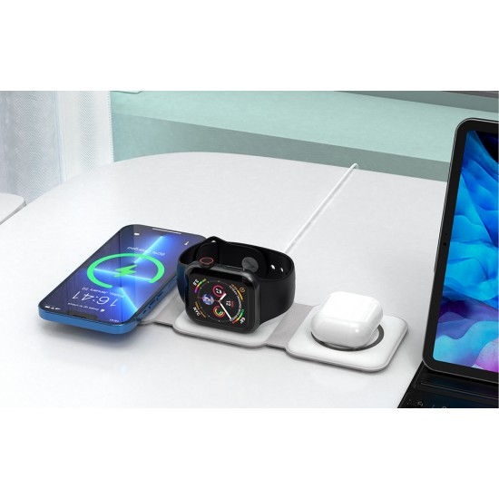 Choetech T588-F 3in1 Magnetic Wireless Charger 15W (white)