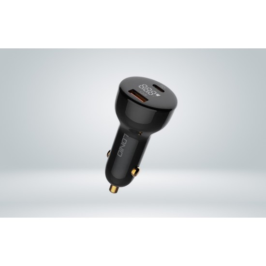 LDNIO Φορτιστής Αυτοκινήτου C101, USB + USB-C, 100W με Καλώδιο USB-C σε Lightning (Μαύρο)