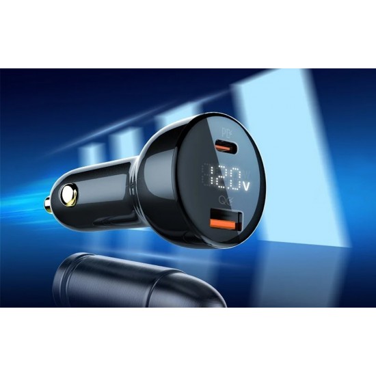 LDNIO Φορτιστής Αυτοκινήτου C101, USB + USB-C, 100W με Καλώδιο USB-C σε Lightning (Μαύρο)