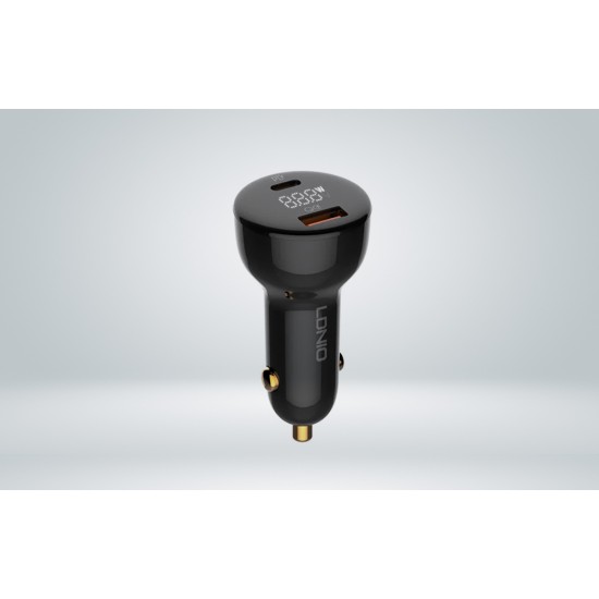LDNIO Φορτιστής Αυτοκινήτου C101, USB + USB-C, 100W με Καλώδιο USB-C σε Lightning (Μαύρο)