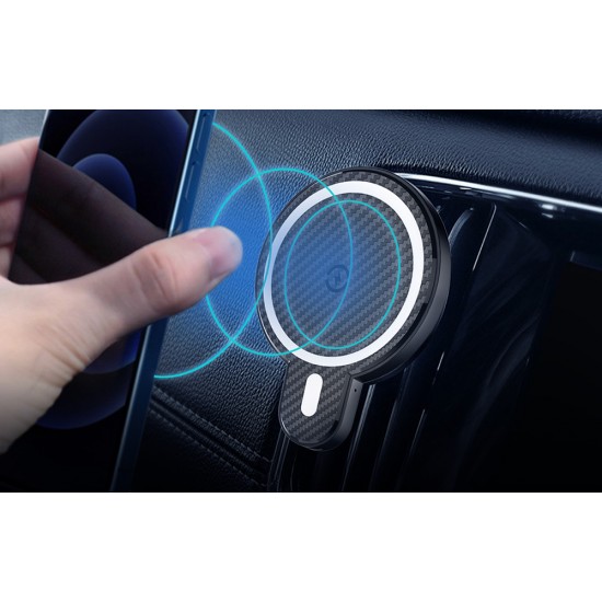 LDNIO Car Mount ,MA20 with inductive charger 15W and metal ring (Black)