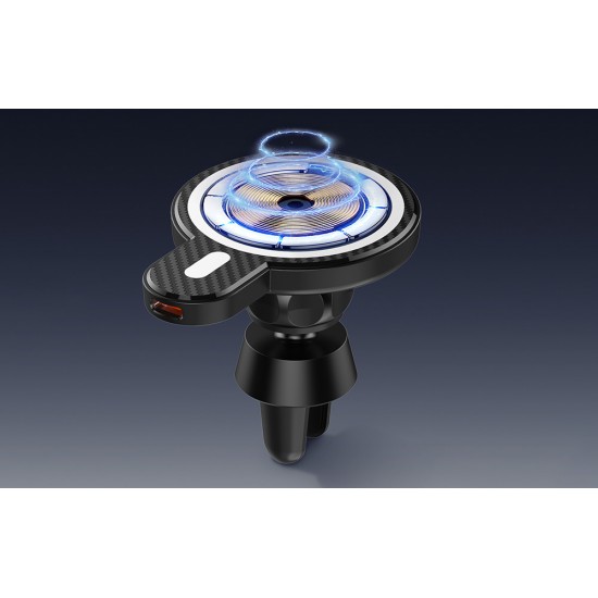 LDNIO Car Mount ,MA20 with inductive charger 15W and metal ring (Black)