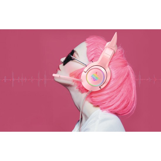 ONIKUMA Ακουστικά Gaming K9 με Αυτιά Γάτας (Ροζ)