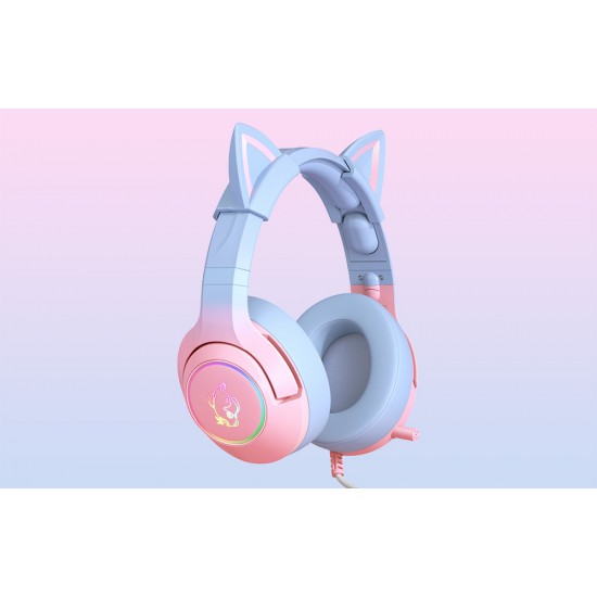 ONIKUMA Ακουστικά Gaming K9 με Αυτιά Γάτας (Ροζ/Γαλάζιο)