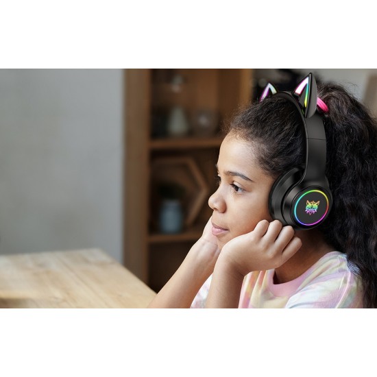 ONIKUMA Ασύρματα Ακουστικά Gaming B90 με Αυτιά Γάτας (Μαύρο)