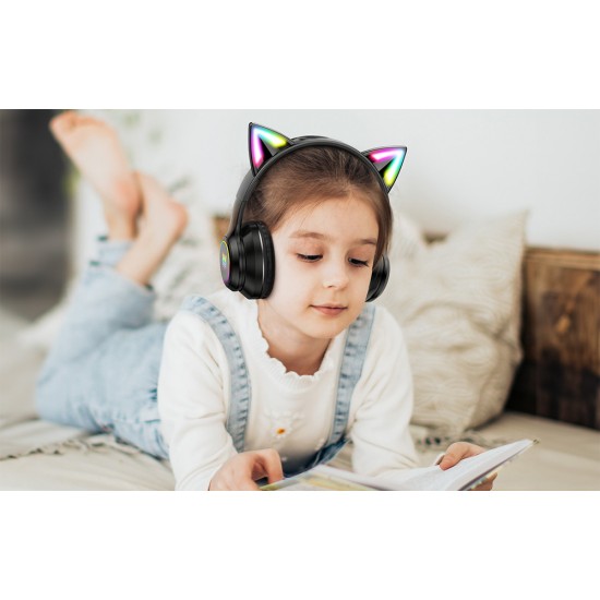 ONIKUMA Ασύρματα Ακουστικά Gaming B90 με Αυτιά Γάτας (Μαύρο)