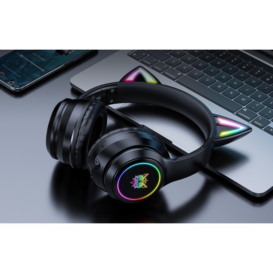 ONIKUMA Ασύρματα Ακουστικά Gaming B90 με Αυτιά Γάτας (Μαύρο)