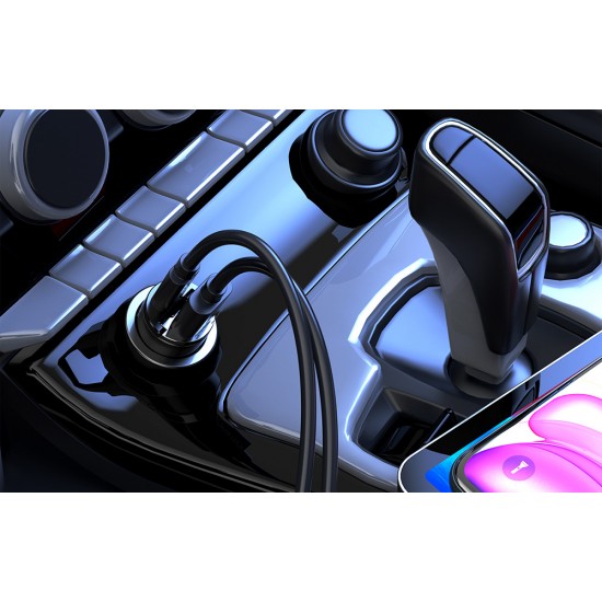 Car Charger Choetech TC0006 1x USB-A, 1x USB-C 30W PD 3.0 (black)