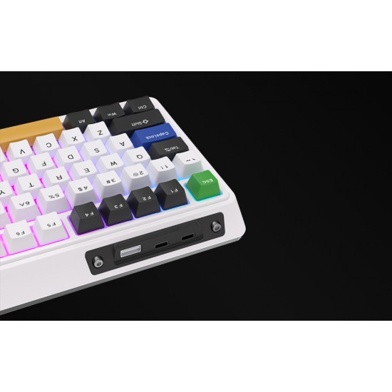 Wireless mechanical keyboard Royal Kludge KZZI K75 pro RGB, Moment Switch (black and white) (QWERTY)