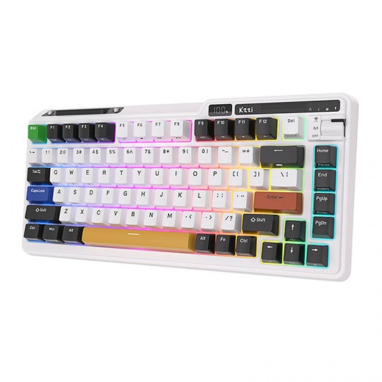 Wireless mechanical keyboard Royal Kludge KZZI K75 pro RGB, Moment Switch (black and white) (QWERTY)