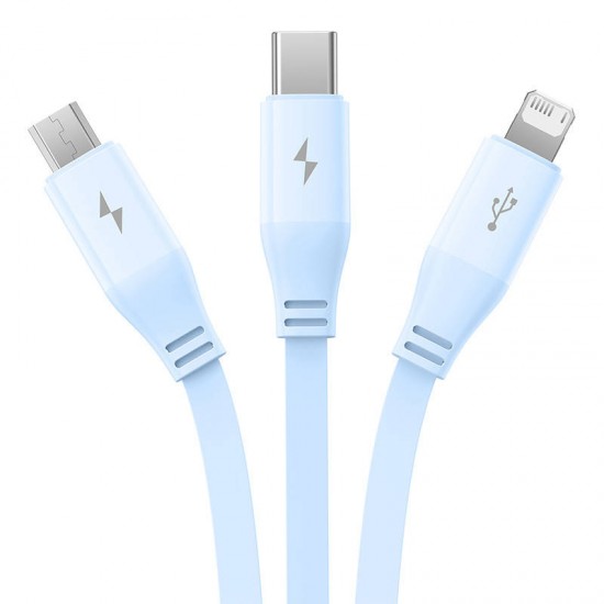 Baseus Καλώδιο 3σε1 USB σε USB-C/MicroUSB/Lightning, 3.5A, 1.1m (Γαλάζιο)