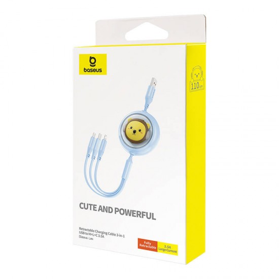 Baseus Καλώδιο 3σε1 USB σε USB-C/MicroUSB/Lightning, 3.5A, 1.1m (Γαλάζιο)