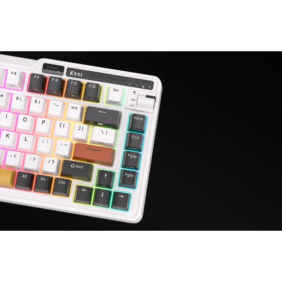 Wireless mechanical keyboard Royal Kludge KZZI K75 pro RGB, Eternity Switch (black and white) (QWERTY)