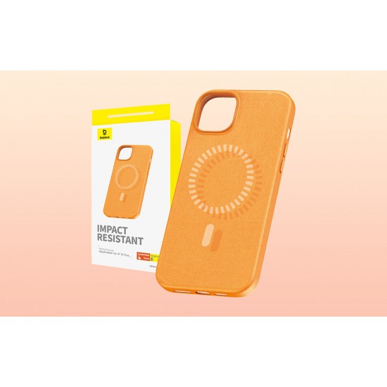 Baseus Μαγνητική Θήκη Τηλεφώνου Fauxther Series για iPhone 15 Plus (Πορτοκαλί)