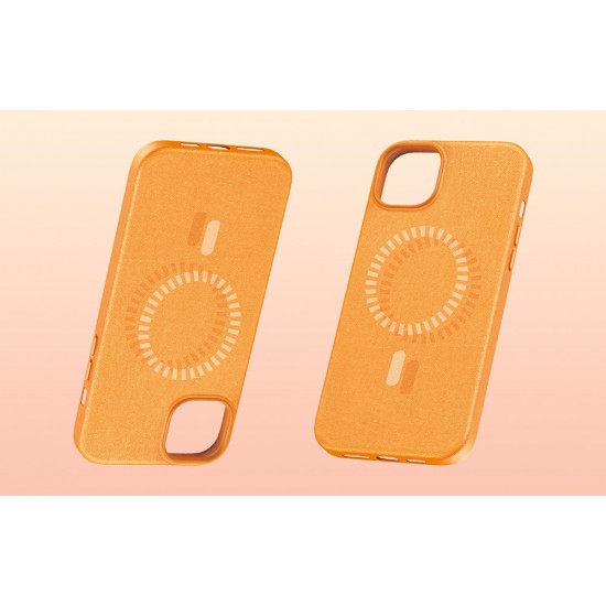 Baseus Μαγνητική Θήκη Τηλεφώνου Fauxther Series για iPhone 15 Plus (Πορτοκαλί)