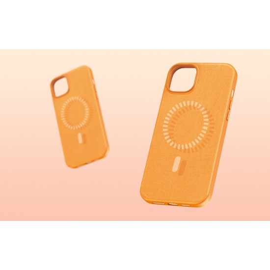 Baseus Μαγνητική Θήκη Τηλεφώνου Fauxther Series για iPhone 15 Plus (Πορτοκαλί)