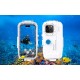 Plastic waterproof phone case Puluz for iPhone 15 Plus/15 Pro Max/14 Plus/14 Pro Max/13 Pro Max/12 Pro Max/11 Pro Max (white)