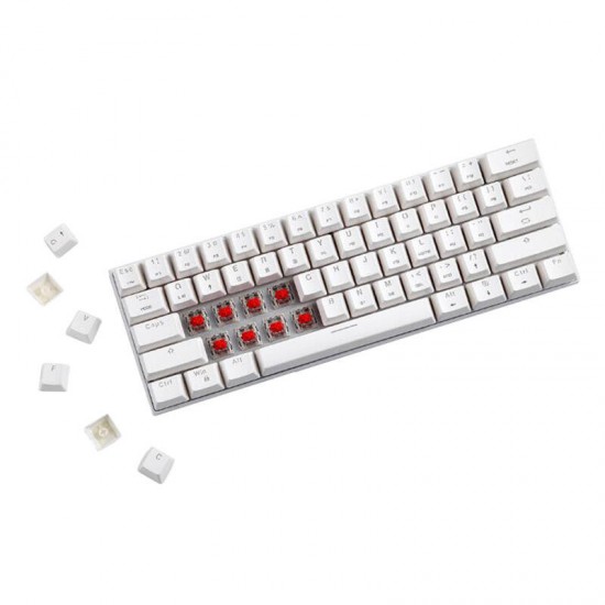 Motospeed Μηχανικό Πληκτρολόγιο Ασύρματο SK62 Blue Switches (Λευκό)
