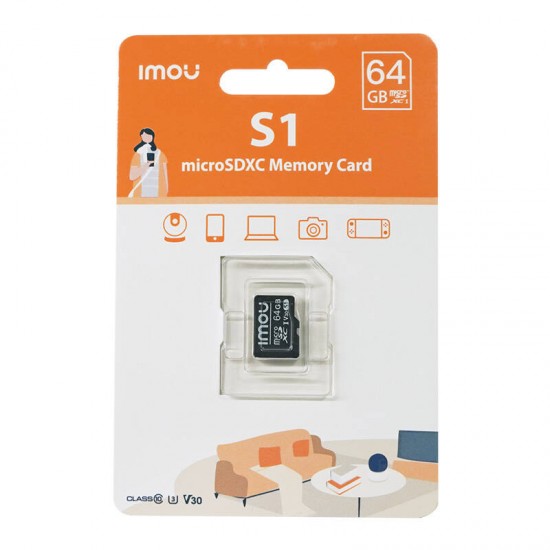Imou Κάρτα Μνήμης microSD (UHS-I, SDXC, 10/U3/V30, 95/38) 64GB