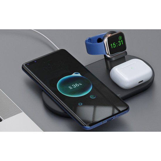Wireless Charger Mcdodo CH-7061 3 in 1 15W (mobile/TWS/Apple watch) (black)