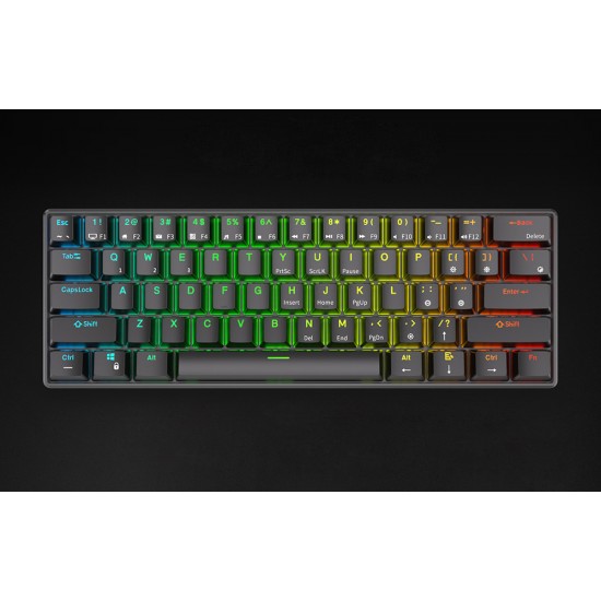 Klawiatura mechaniczna Royal Kludge RK61 RGB, brown switch (czarna) (QWERTY)