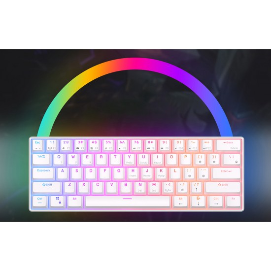 Klawiatura mechaniczna Royal Kludge RK61 RGB, red switch (biała) (QWERTY)