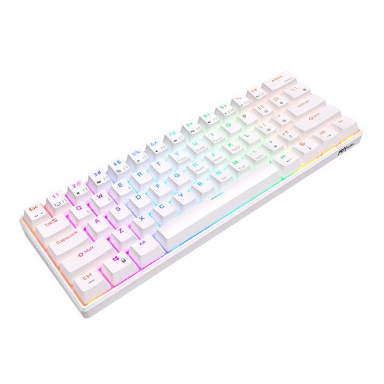 Klawiatura mechaniczna Royal Kludge RK61 RGB, brown switch (biała) (QWERTY)