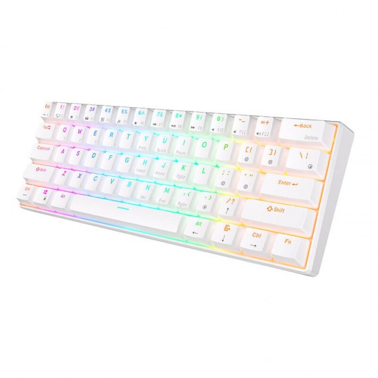 Klawiatura mechaniczna Royal Kludge RK61 RGB, brown switch (biała) (QWERTY)