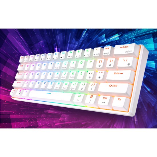 Klawiatura mechaniczna Royal Kludge RK61 RGB, brown switch (biała) (QWERTY)