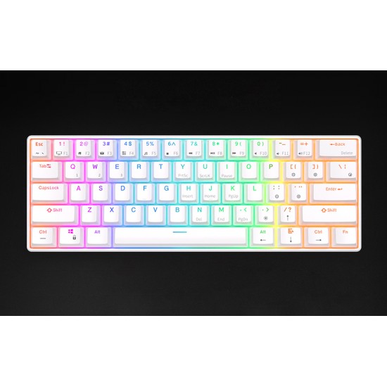 Klawiatura mechaniczna Royal Kludge RK61 RGB, brown switch (biała) (QWERTY)