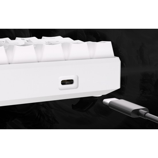 Klawiatura mechaniczna Royal Kludge RK61 RGB, brown switch (biała) (QWERTY)