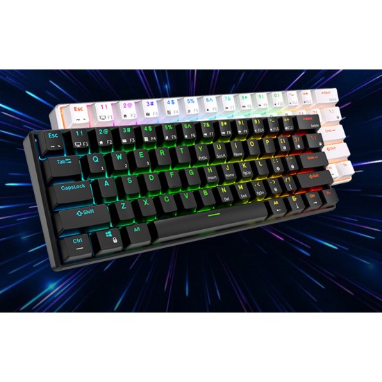 Klawiatura mechaniczna Royal Kludge RK61 RGB, brown switch (biała) (QWERTY)