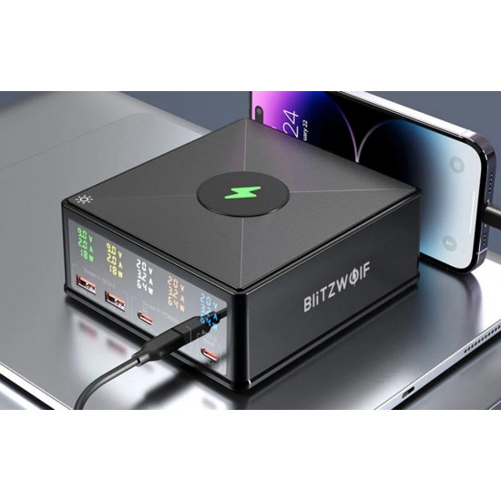 Charger Blitzwolf 868H, 2xUSB-A, 3xUSB type-C, 160W (black)