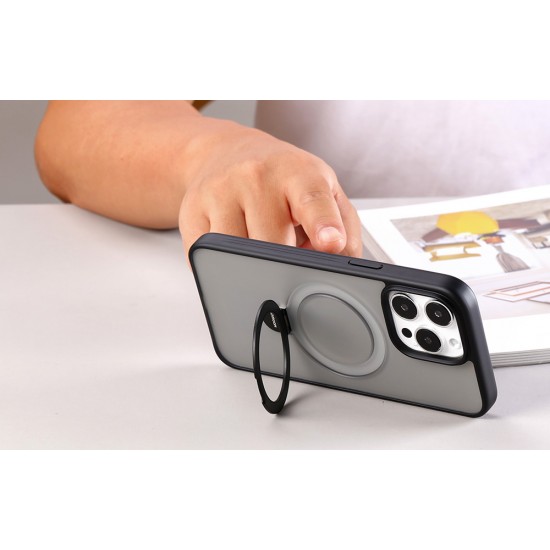 Magnetic protective phone case with holder Joyroom JR-BP004 for iPhone 15 Pro (black)