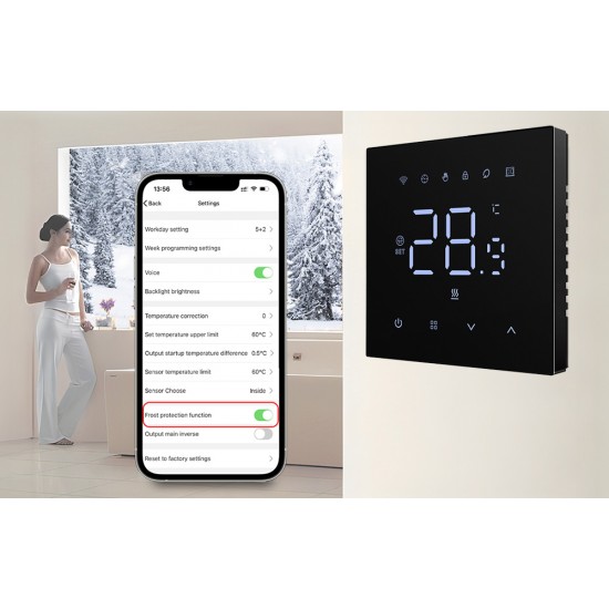 Avatto Έξυπνος Θερμοστάτης WT410-BH-3A-B Boiler Αερίου 3A WiFi (Μαύρο)