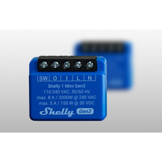 Shelly 1 Mini Gen3 Controller, WiFi/Bluetooth