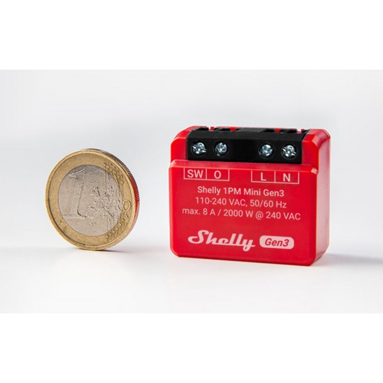 Shelly 1PM Mini Gen3 Controller, WiFi/Bluetooth