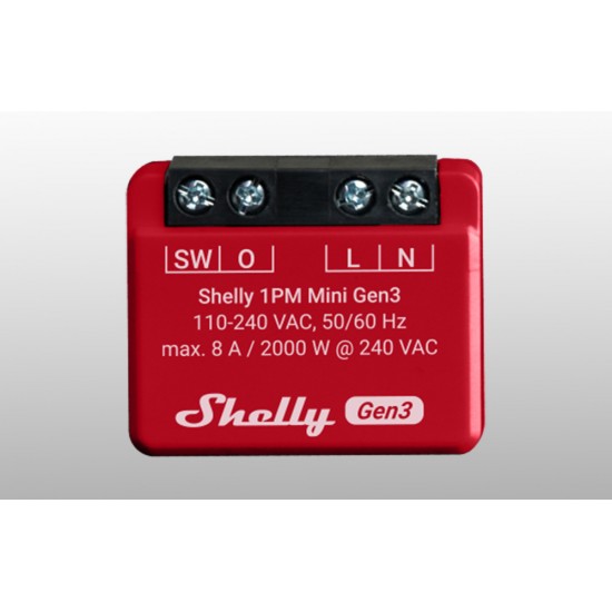 Shelly 1PM Mini Gen3 Controller, WiFi/Bluetooth