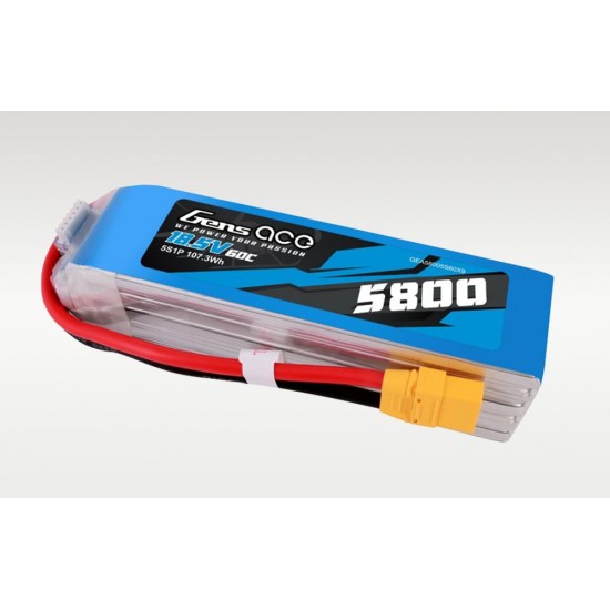 Gens ace 5800mAh 60C 18.5V 5S1P Lipo Battery Pack with XT90 plug