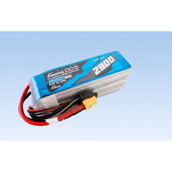 Gens ace G-Tech 2800mAh 22.2V 60C 6S1P Lipo Battery Pack with XT60 plug