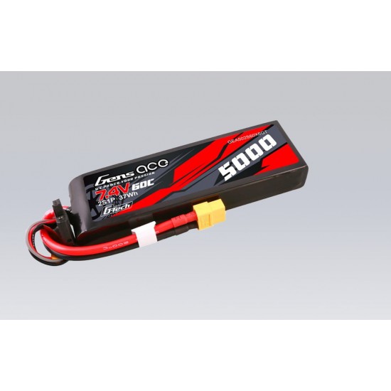 Gens ace G-Tech 5000mAh 7.4V 60C 2S1P Lipo PC material case with XT60 Plug