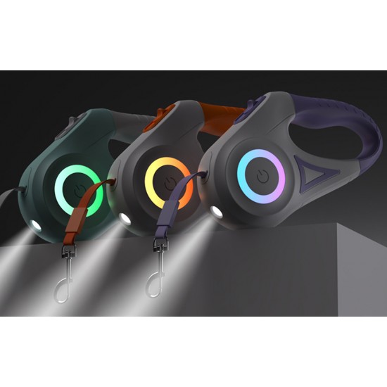 Rojeco Αυτόματο Λουρί Σκύλου LED 5m (Λευκό/Πορτοκαλί)