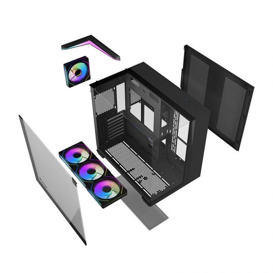 Darkflash TH285 θήκη υπολογιστή (μαύρο) + 4 ανεμιστήρες