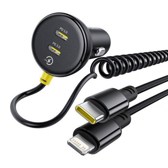 Φορτιστής αυτοκινήτου 60W Baseus USB-C + καλώδιο Lightning (Μαύρο)
