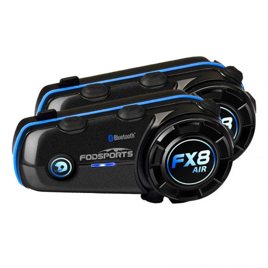Fodsports FX8 Air ενδοεπικοινωνία μοτοσικλέτας σε δύο πακέτα (μαύρο)