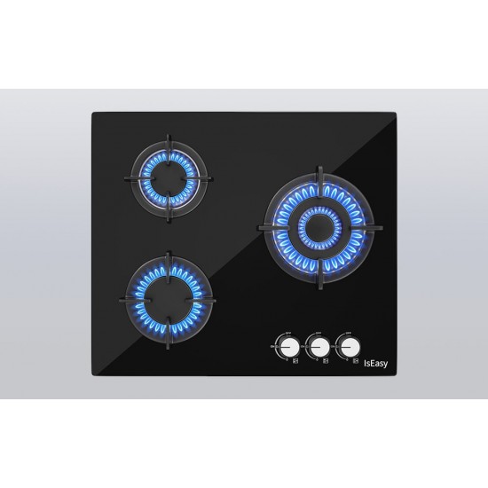 IsEasy MGBG-603 εστία αερίου τριών ζωνών με γυάλινο πάνελ