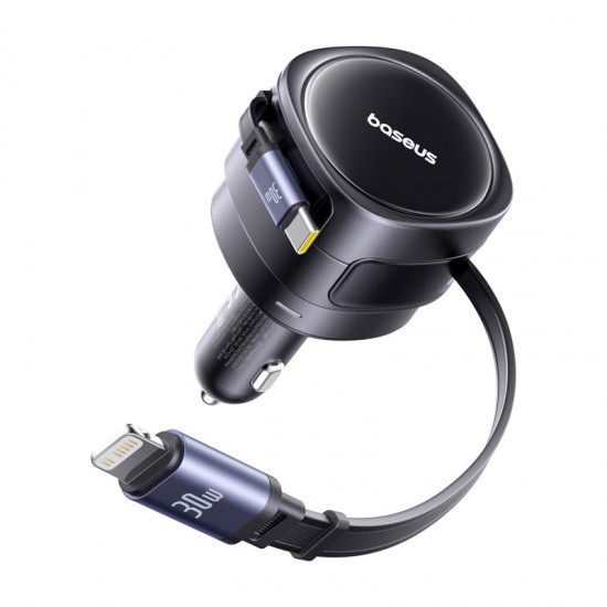 Baseus Enjoyment Max φορτιστής αυτοκινήτου με καλώδια USB-C+Lightning 60W Μαύρο