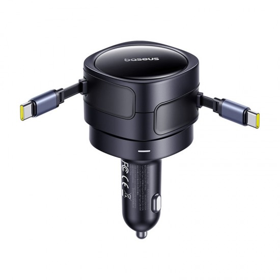Baseus Enjoyment Max φορτιστής αυτοκινήτου με καλώδια USB-C+USB-C 60W Μαύρο